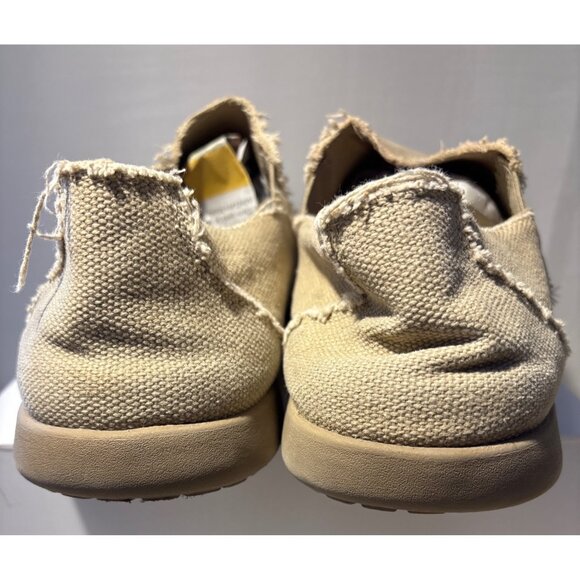 Mens Crocs Santa Cruz Loafers Frayed Canvas Slip-On Shoes Beige Size 10 - Picture 7 of 13